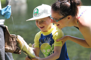 Boy and Erin with Fish