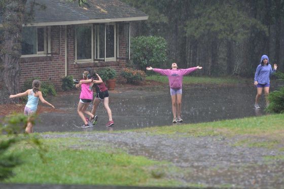 girl in rain